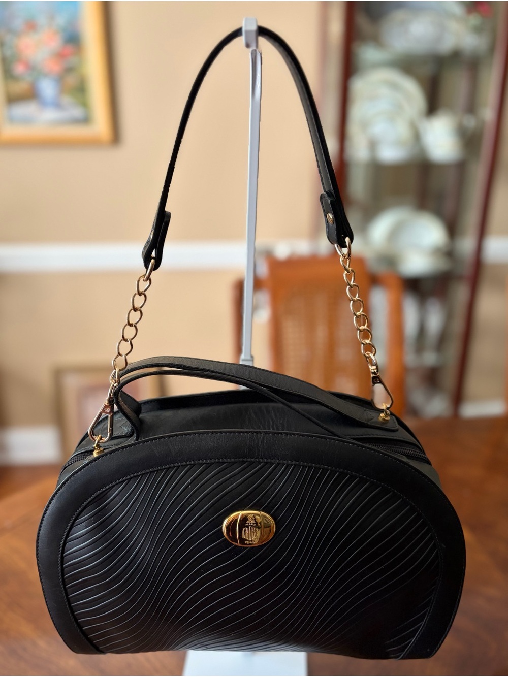 Mark Cross “Quiet Luxury” Ebony Wave Top Handle Trophy Bag